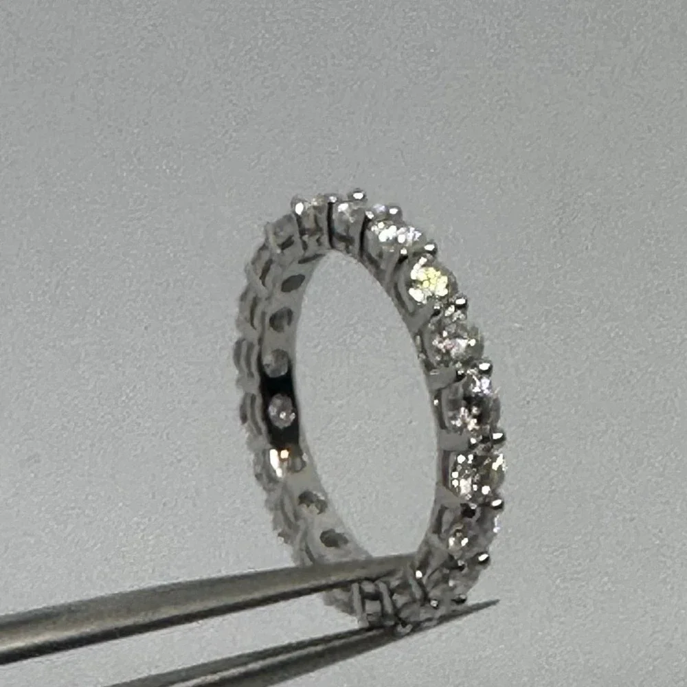 Moissanite Diamond Ring Eternity Wedding Band Anniversary Brilliant 2 Ct Size 7